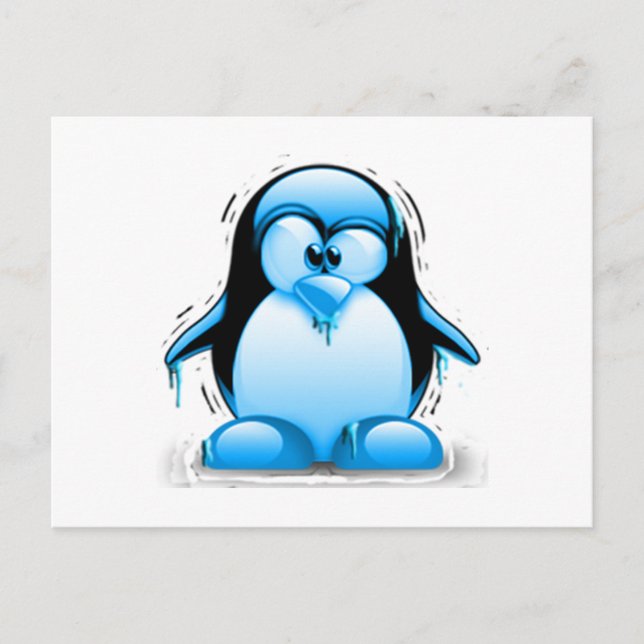 Shivering Cold Blue Tux Postcard (Front)