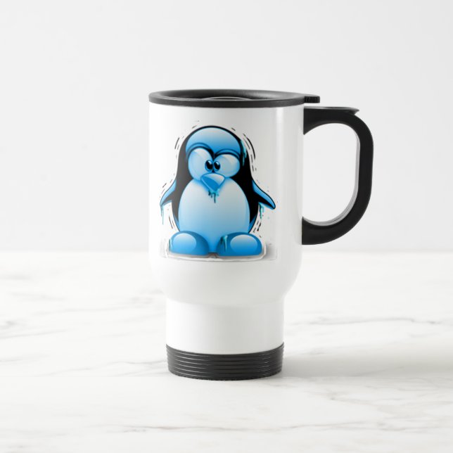 Shivering Cold Blue Tux Travel Mug (Right)
