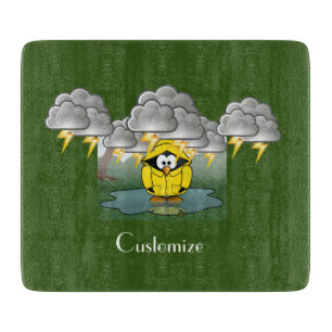 Shivering Rainy Day Penguin Thunder_Cove Cutting Board