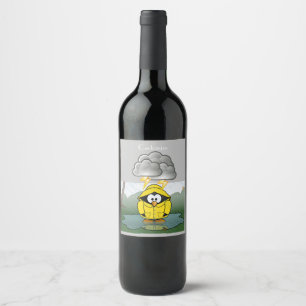 Shivering Rainy Day Penguin Thunder_Cove  Wine Label