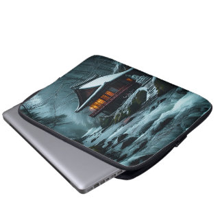 Shizuka na Fuyu: Silent Temple by the Winter River Laptop Sleeve