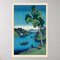 Shizuka na Minamo Print, Peaceful Bay Scene