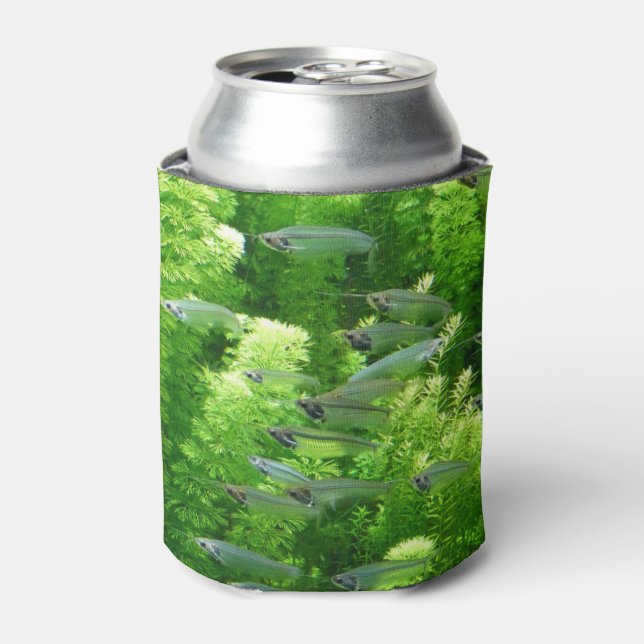 Shoal of Transparent Silver Fish Can Cooler (Can Front)
