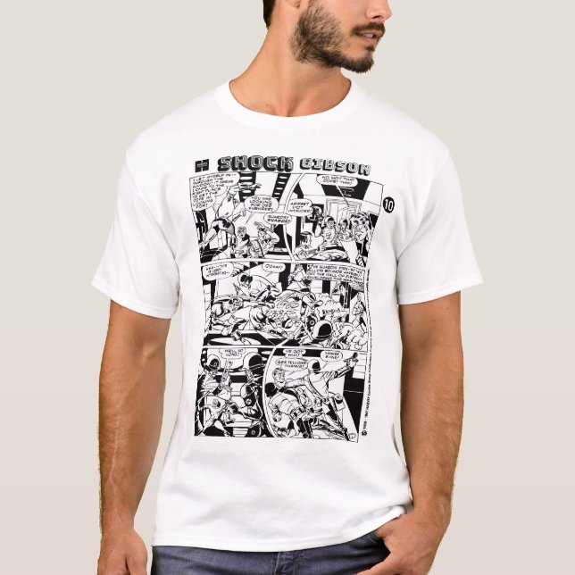 'SHOCK Gibson' Action Comic Panel T-Shirt (Front)