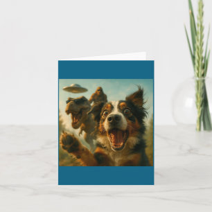 Shocked Australian Shepherd Dog T-rex Bigfoot Ufo  Card