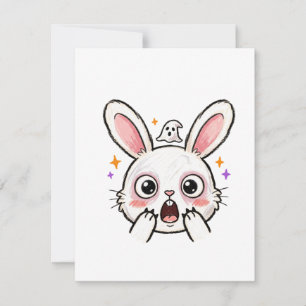 Shocked Bunny Halloween Ghost Face Card