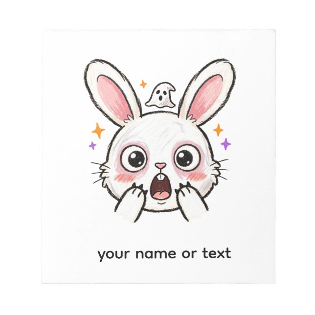 Shocked Bunny Halloween Ghost Face Notepad (Front)