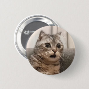 Shocked Cat Meme Pin Button