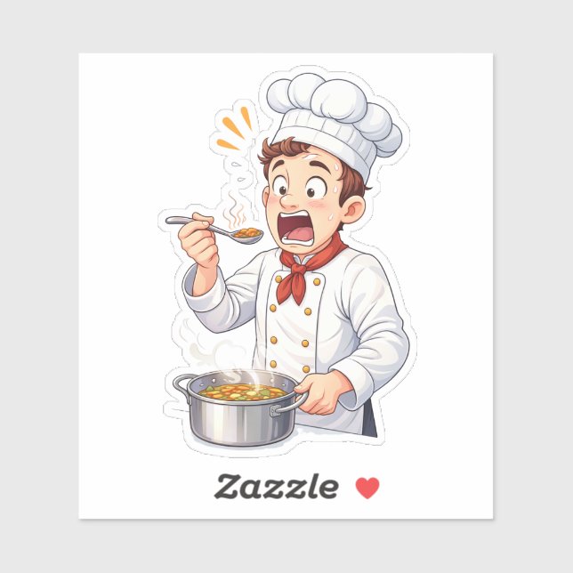 Shocked Chef Tasting Hot Custom-Cut Vinyl Sticker (Sheet)