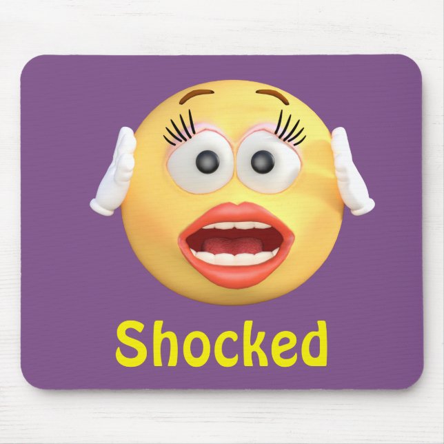 Shocked Emoji Girl Emoticon Cartoon Face Mouse Pad (Front)