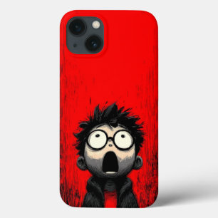 Shocked Expression: Artistic Red Grunge Case