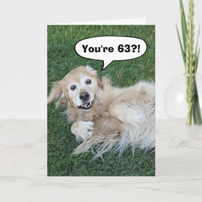 Shocked Golden Retriever Changeable Age Birthday Card (Front)