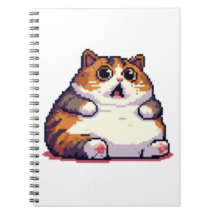 Shocked orange fat cat meme pixel art notebook