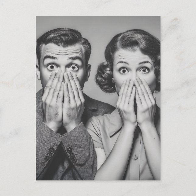 Shocked Retro Couple Portrait Postcard (Front)