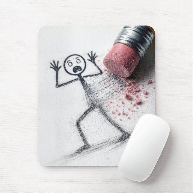 Shocked Stick Figure Man with Eraser Mouse Pad (With Mouse)