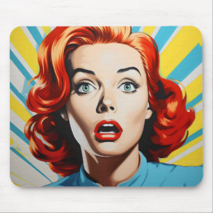 Shocked Woman Pop Art Mouse Pad