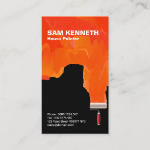 Shocking Bright Orange Paint House Painter Business Card