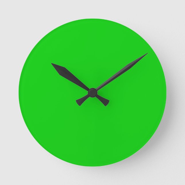Shocking Green Background template - customise own Round Clock (Front)