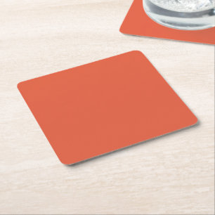 Shocking Orange Square Paper Coaster