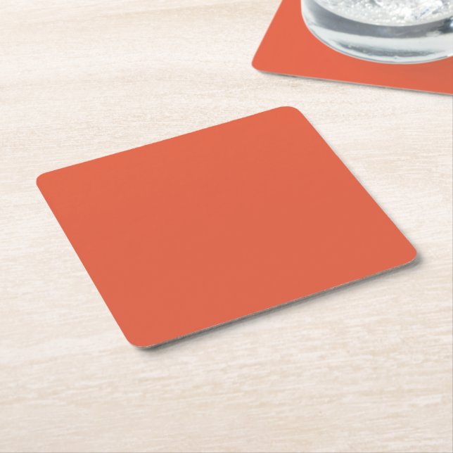 Shocking Orange Square Paper Coaster (Angled)
