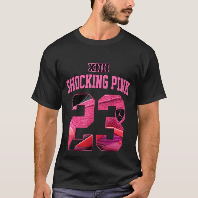 Shocking Pink 14s Tee Number 23 Drip Shoes 14 Shoc (Front)