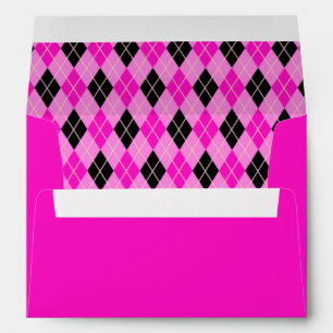 Shocking Pink and Black Argyle Envelope