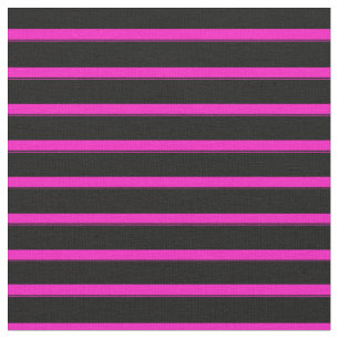 Shocking Pink and Black Stripes Fabric