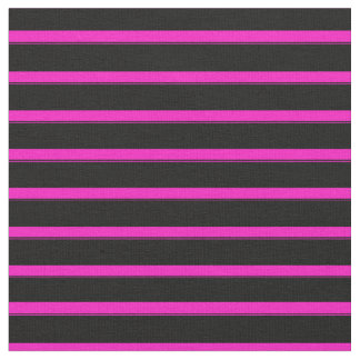 Shocking Pink and Black Stripes Fabric