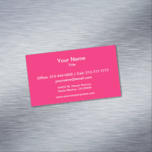 Shocking Pink Solid Colour Customise It Magnetic Business Card