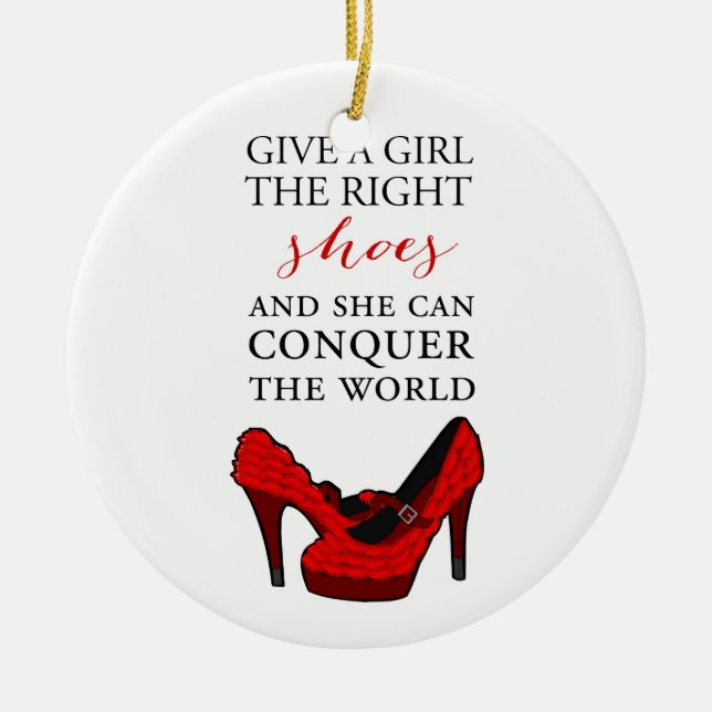 Shoe-aholic, Give a girl the right shoes. Ceramic Tree Decoration (Front)