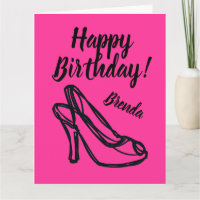 Shoe fashion girly pink Birthday card for women