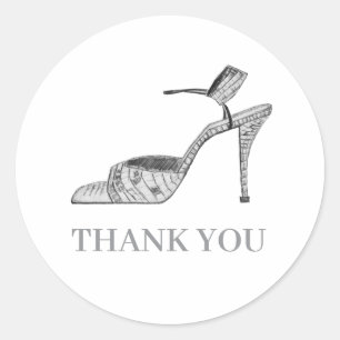 Shoe High Heel Illustration Fashion Thank You Classic Round Sticker