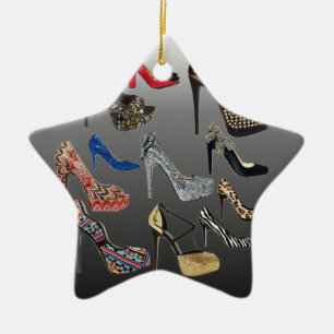Shoe High Heels Collage Customise Ceramic Tree Decoration