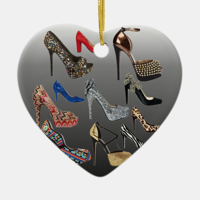 Shoe High Heels Collage Customise Ceramic Tree Decoration (Front)