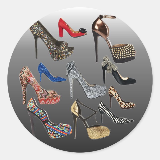 Shoe High Heels Collage Customise Classic Round Sticker (Front)