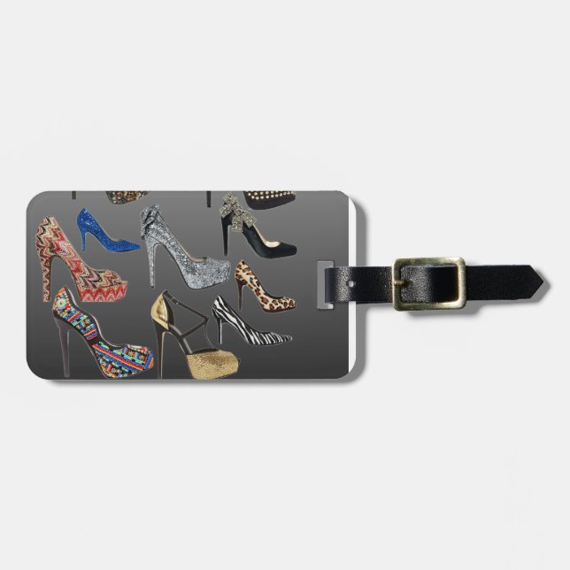 Shoe High Heels Collage Customise Luggage Tag (Front Horizontal)