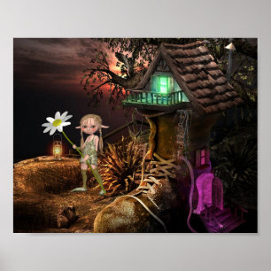 SHOE HOUSE CUTE ELF GIRL FANTASY POSTER