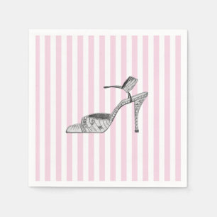 Shoe Illustration Fashion Pink Stripe Napkin