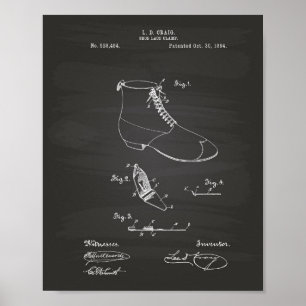 Shoe Lace Clamp 1894 Patent Art Chalkboard Poster