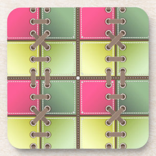 shoe laces pink and green fashion art coaster