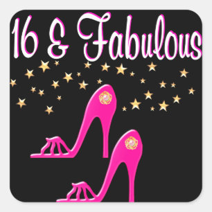 SHOE LOVING 16 YEAR OLD BIRTHDAY GIRL SQUARE STICKER