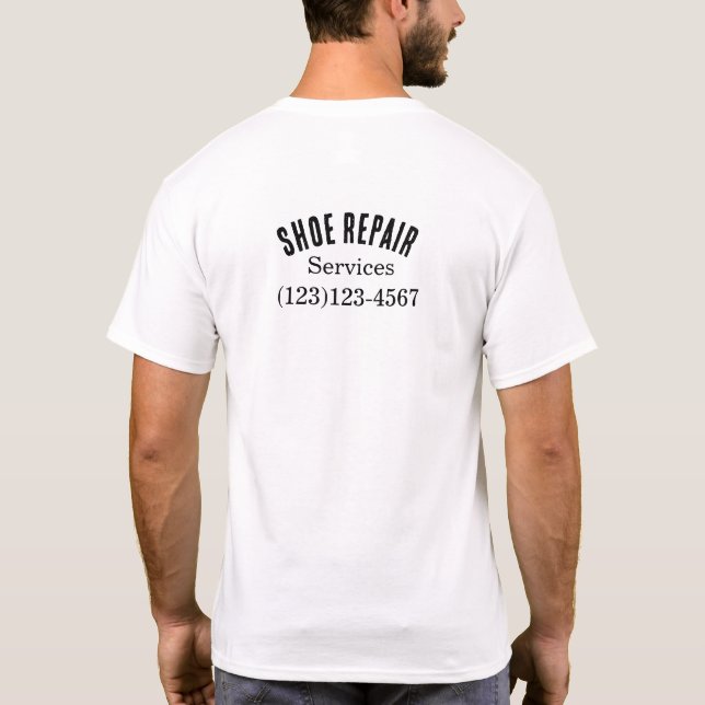 shoe repair editable uniform for work  T-Shirt (Back)