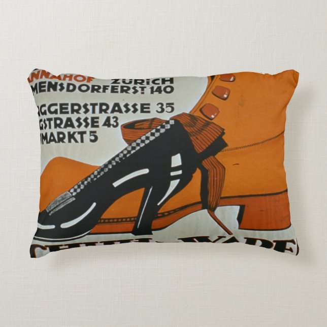 'Shoe Shops', Zurich (colour litho) Decorative Cushion (Front)
