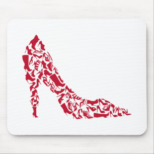 shoe silhouette with many different shoes mouse pad