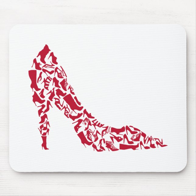 shoe silhouette with many different shoes mouse pad (Front)