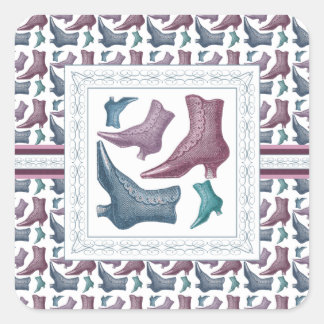 Shoe Store, Shoes Lover Vintage Victorian Boots Square Sticker