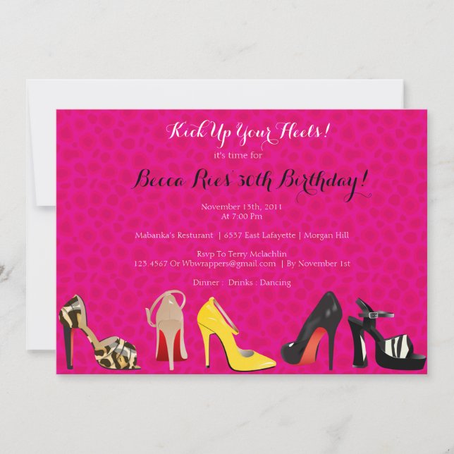 SHOE THEME Invitation - Birthday or any occasion (Front)