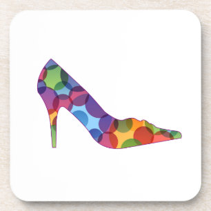 Shoe with colourful circles coaster