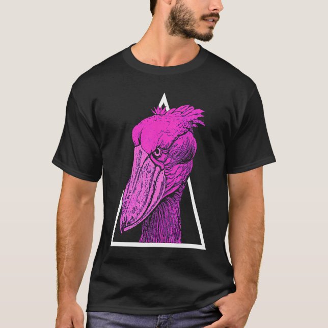 Shoebill Bird Animal Colorful Vaporwave T-Shirt (Front)
