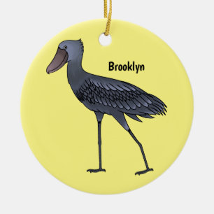 Shoebill bird cartoon illustration ceramic tree decoration